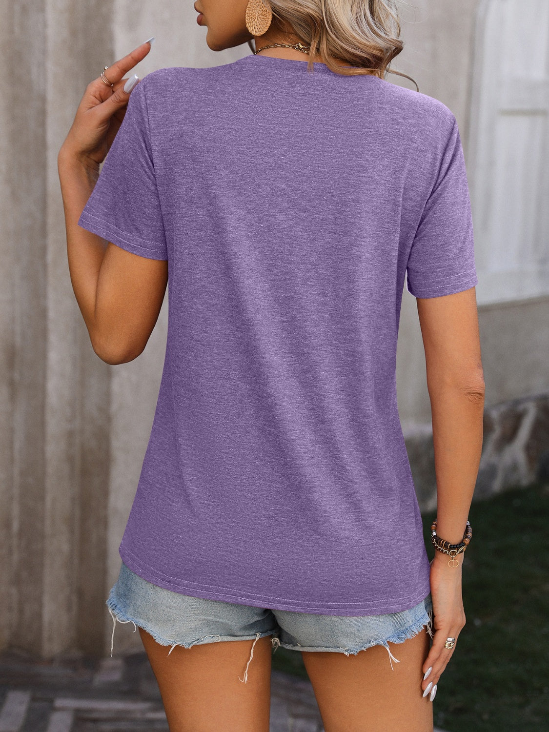 Mandy Heathered Round Neck Short Sleeve T-Shirt